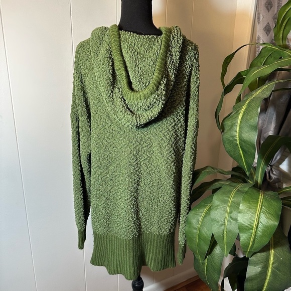 Peach Love California Women’s Green Popcorn Knit Hooded Tunic Size Small - Picture 5 of 9